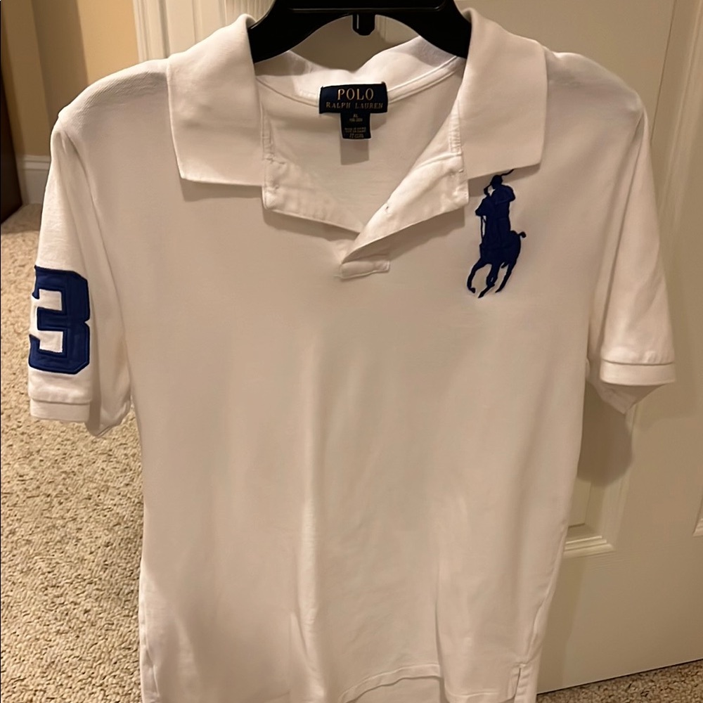 Polo Ralph Lauren White Polo Shirt with Blue Accents